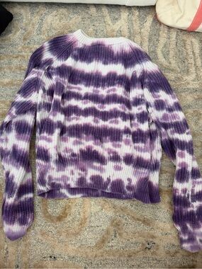 Misa Los Angeles Purple & White Tie-Dye Ribbed Crewneck Sweater